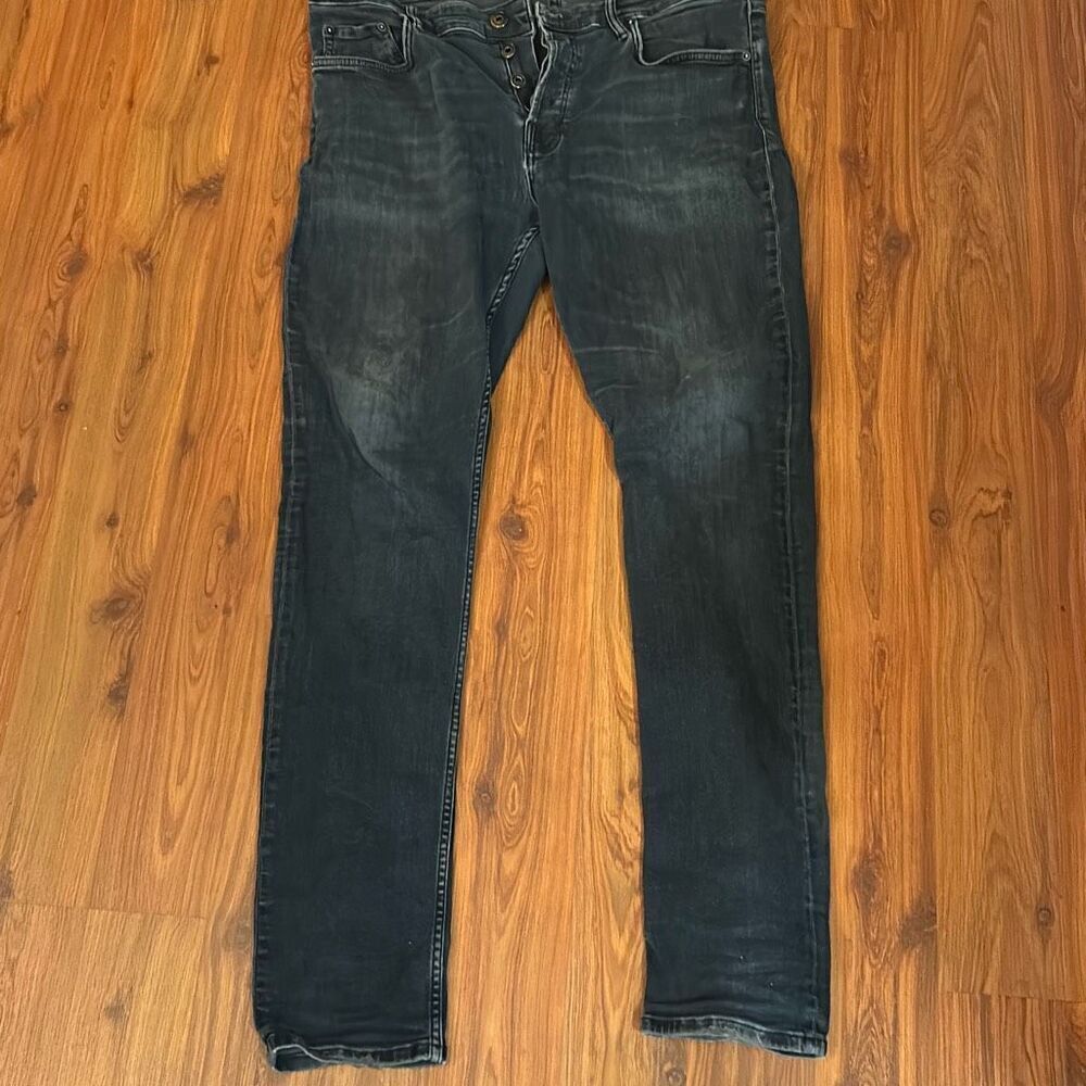 All Saints cigarette jeans dark blue 36 waist button fly